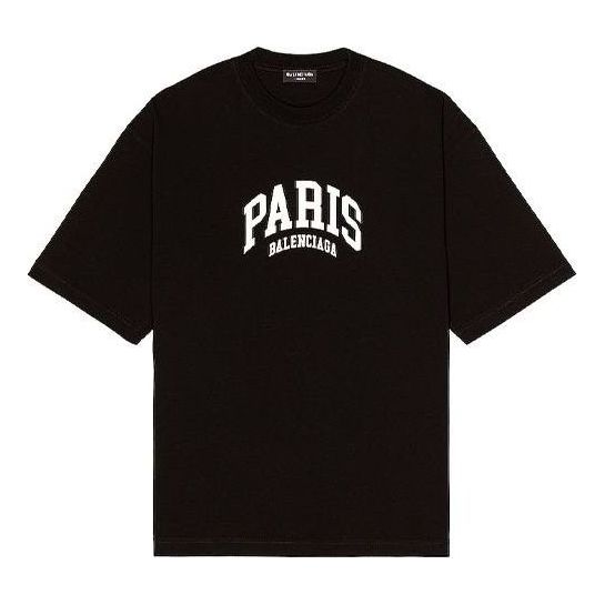 Balenciaga Cities Paris T-Shirt Medium Fit 'Black' 612966TLVL71070