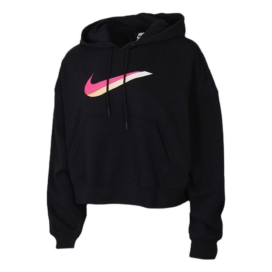 (WMNS) Nike Sportswear Icon Clash Fleece Hoodie 'Black Pink' DJ1075-010