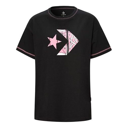 (WMNS) Converse Loose Printing Round Neck Short Sleeve Black 10020855001