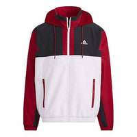 adidas Zipper Stand Collar hooded Long Sleeves Logo Jacket White Red Colorblock H39326