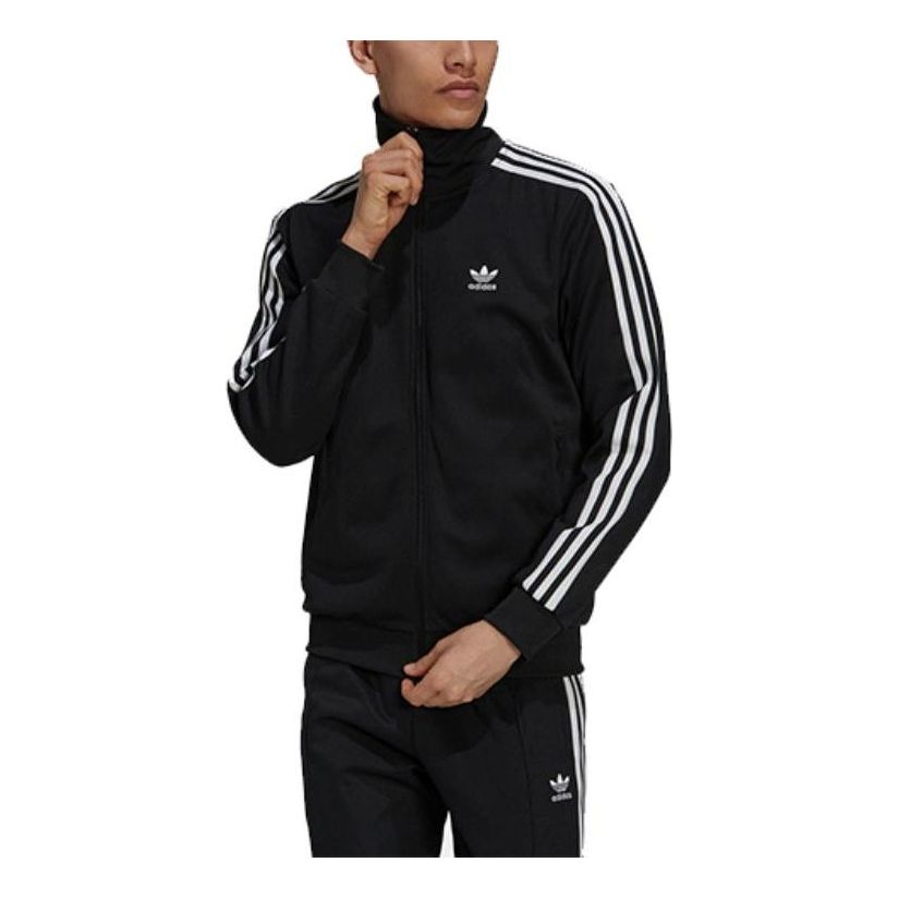 adidas originals Zipper Long Sleeves Stripe Sports Jacket Black H09112