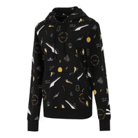 (WMNS) PUMA Casual Full Print Drawstring Loose Pullover Hoodie Black 534466-01