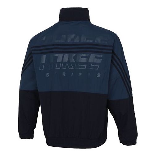 adidas M Si Wov Jkt Contrast Color Stitching Stripe Loose Stand Collar Woven Jacket Blue GT6356