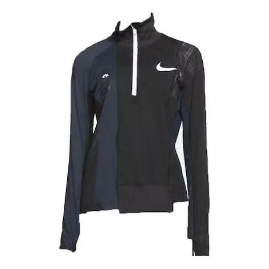 (WMNS) Nike x sacai Half Zip Running Jacket 'Black Blue' CD6308-010