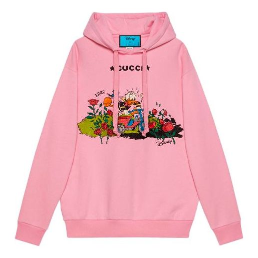 (WMNS) Gucci x Disney Donald Duck Printed Logo Embroidered Cotton Hoodie For Pink 615061-XJDC7-5358