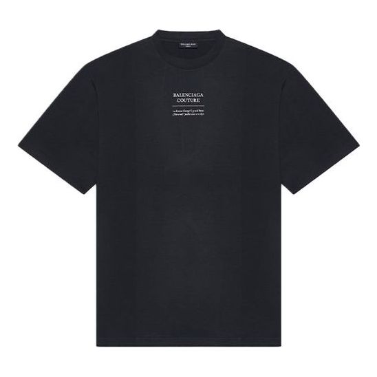 Men's Balenciaga FW21 Couture Alphabet Round Neck Short Sleeve Black 651795TJV901070