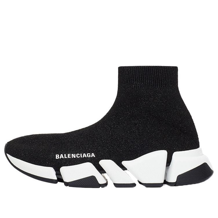 (WMNS) Balenciaga Speed 2.0 Sneakers 'Black Shiny Knit with White Sole Unit' 636833W2DC11091