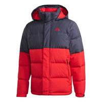 Men's adidas C/ Outdoor Colorblock Sports hooded down Jacket Red GF0108
