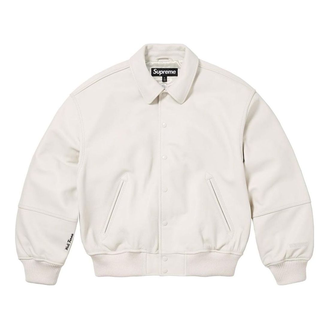 Supreme GORE-TEX Infinium Windstopper Leather Varsity Jacket 'White' SUP-FW23-095
