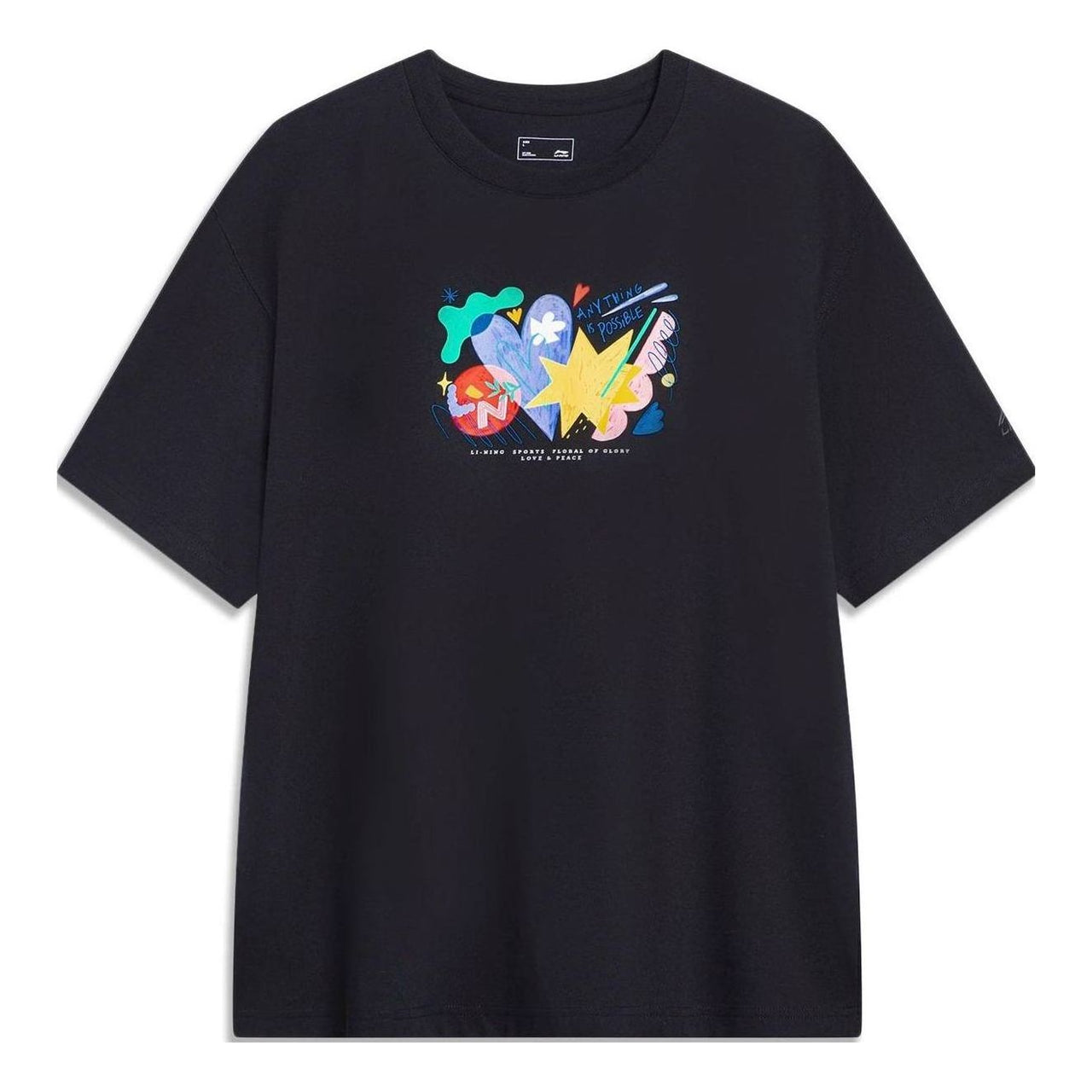 Li-Ning Sport Sweat-Absorbent Comfortable Tee 'Black Multi' AHST459-4