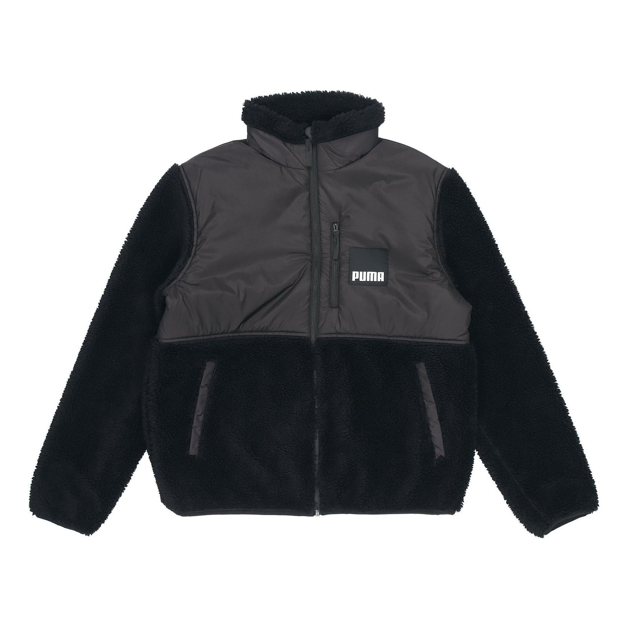 PUMA Sherpa Contrasting Colors Sports lamb's wool Stand Collar Logo Jacket Black 846325-01