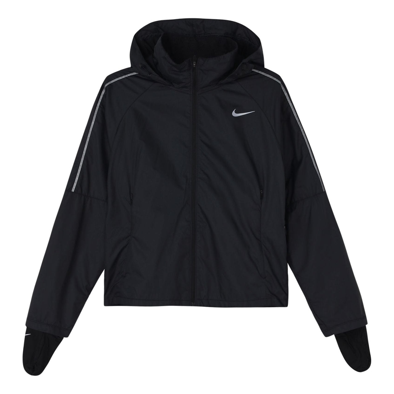 (WMNS) Nike Shield Running Breathable Windproof Sports Black Jacket CU3386-010