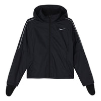 (WMNS) Nike Shield Running Breathable Windproof Sports Black Jacket CU3386-010