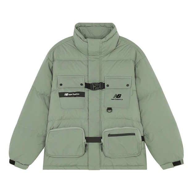 New Balance Logo Down Jacket 'Green Black' AMJ14328-OLG