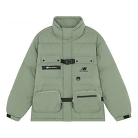 New Balance Logo Down Jacket 'Green Black' AMJ14328-OLG