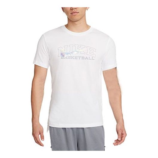 Men's Nike Alphabet Logo Printing Round Neck Short Sleeve White T-Shirt DR7643-100