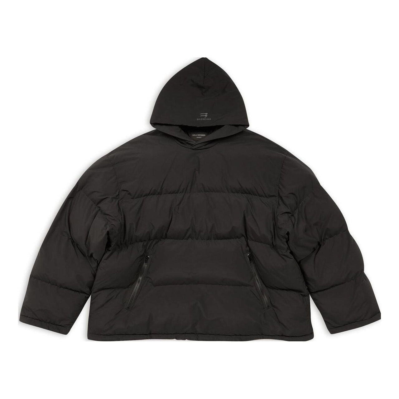 Balenciaga Sporty B Pull-Over Hooded Puffer Jacket 'Black' 720156-TNO45-1000