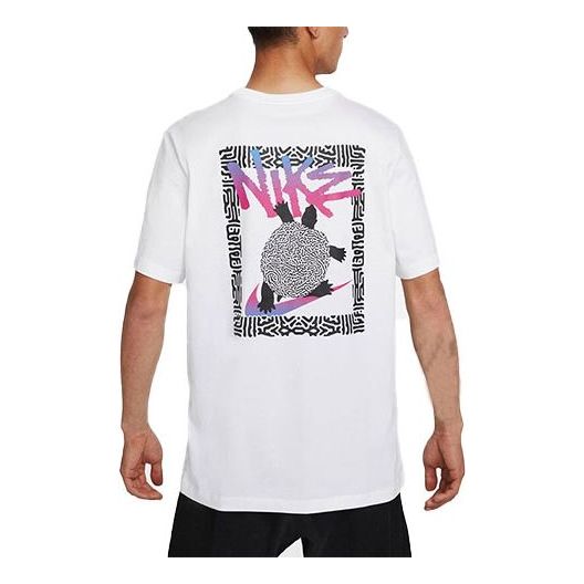 Nike Sportswear Back Logo Alphabet Abstract Pattern Round Neck Short Sleeve White DQ1408-100