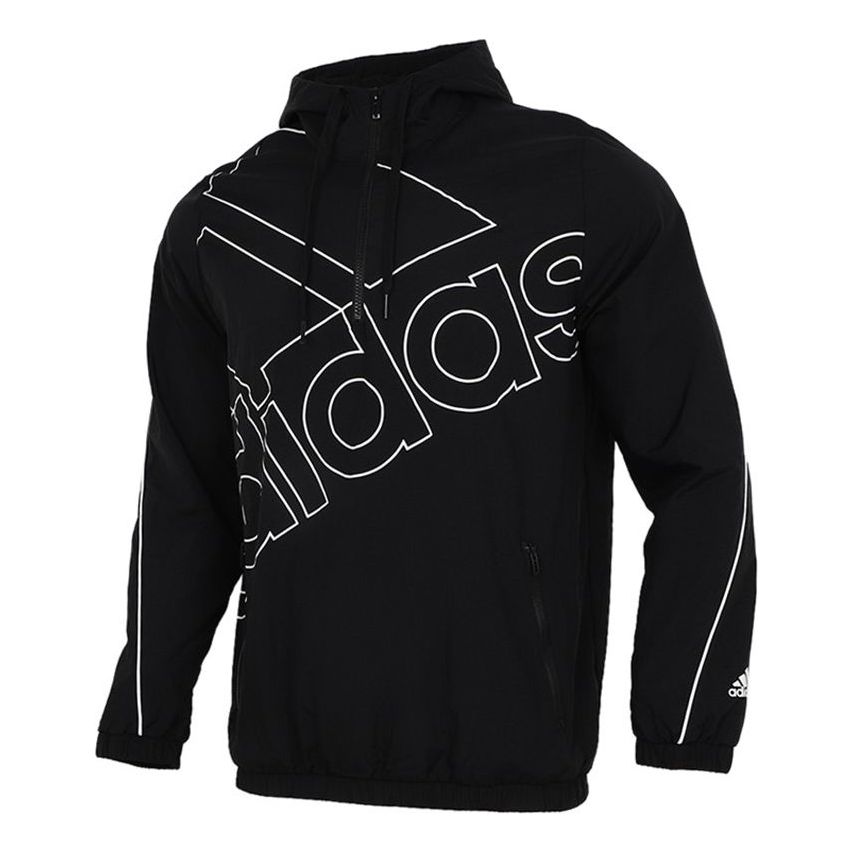 adidas M Favs Q1 Wb Large Logo Printing Sports Hooded Jacket Black GK9439