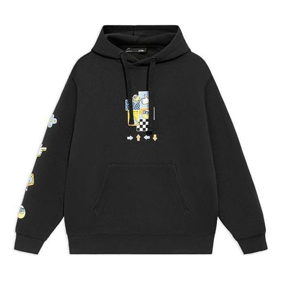 (WMNS) Li-Ning Sports Living Series Cartoon Pattern Pullover Hoodie 'Black' AWDS592-2