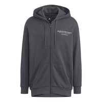 Men's adidas Alphabet Printing Pattern Drawstring Pullover Hooded Long Sleeves Jacket Gray HZ7028