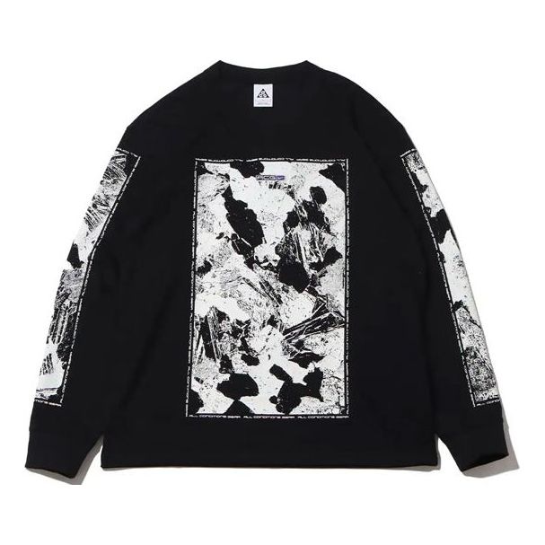Men's Nike SS22 ACG Large Abstract Rock Pattern Printing Round Neck Pullover Black DQ4962-010