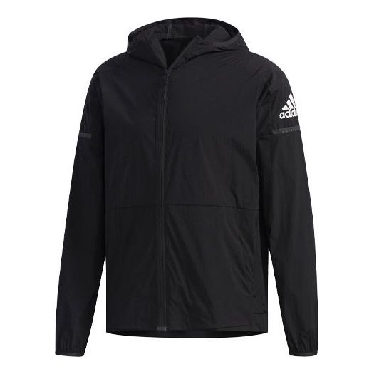 adidas Wb Light Woven Windproof hooded Logo Jacket Black FI8759