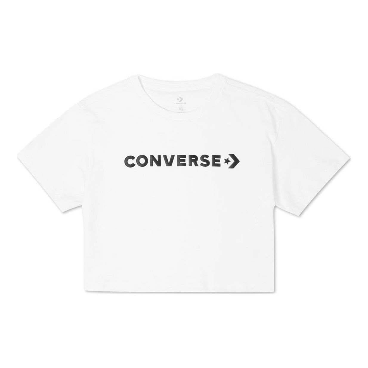 (WMNS) Converse Puff Wordmark T-Shirt 'White Black' 10021656-A05