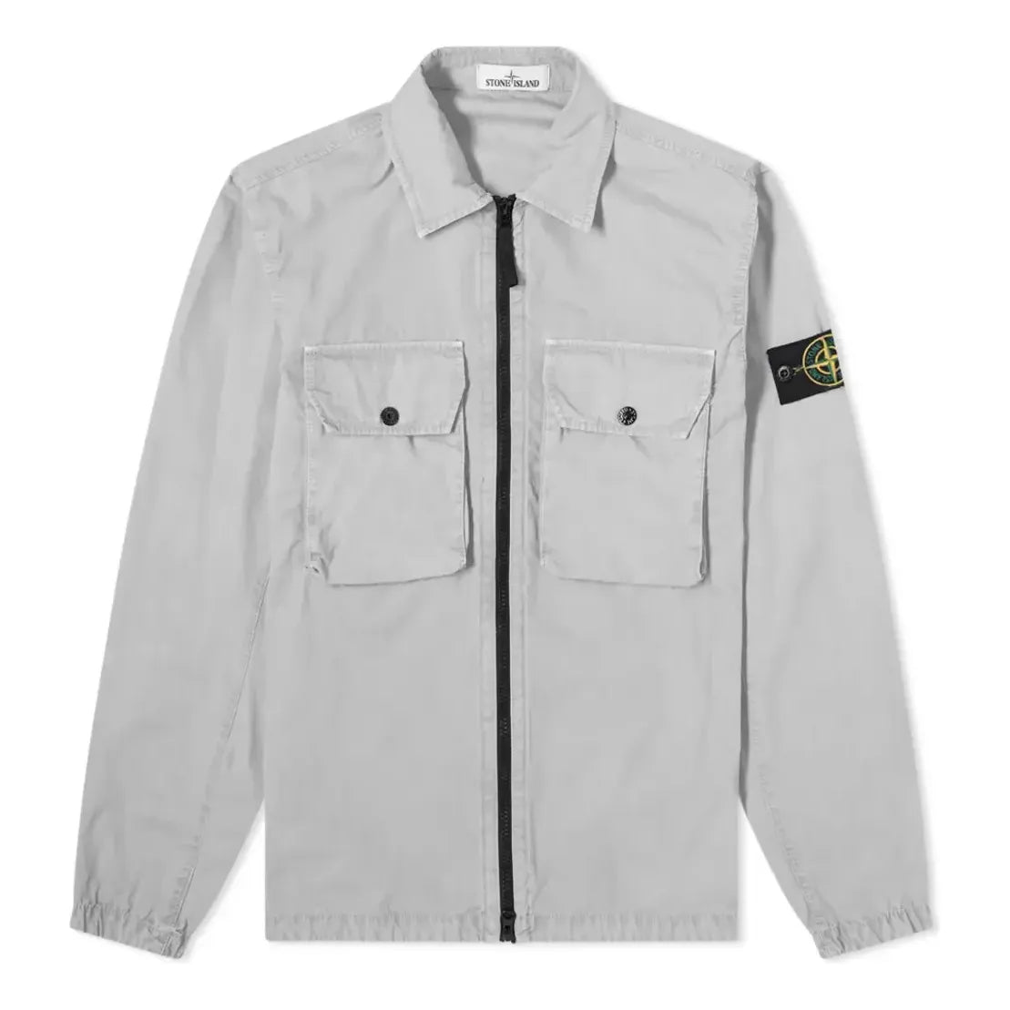 STONE ISLAND 2 Pocket Brushed Cotton Shirt Jacket 'Light Grey' 7515113WN-V0161