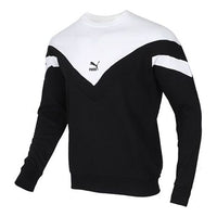 PUMA Sports Round Neck Knit Pullover Black White 595953-01