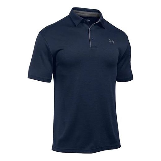 Men's Under Armour Tech Golf Sports Loose Breathable Short Sleeve Polo Shirt Navy Blue 1290140-410