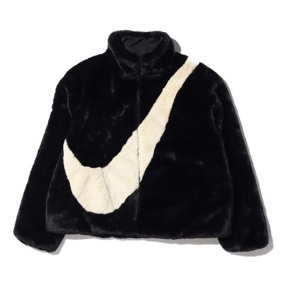 (WMNS) Nike Sportswear Oversized Swoosh Logo Jacket 'Black' CU6558-010