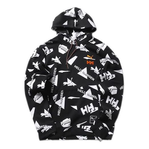 PUMA x Helly Hansen All Over Print Hoodie 'Black White Orange' 597449-01