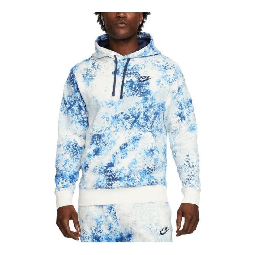Nike Club Fleece Pullover Hoodie 'White Blue' DZ3065-133