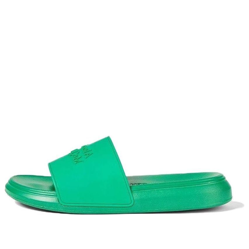 (WMNS) Alexander McQueen Embossed Rubber Slides 'Green' 666983W4QS03115