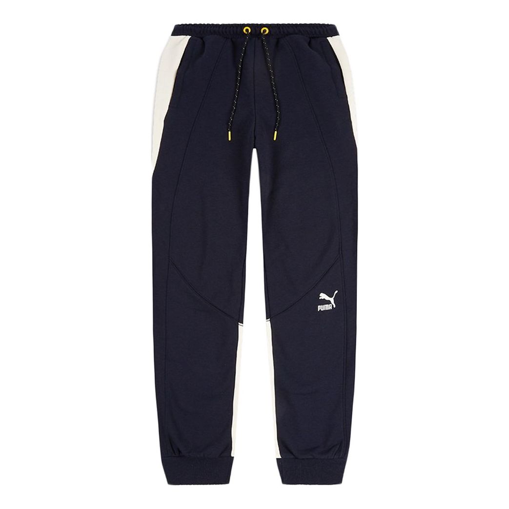 PUMA Csm Sweatpants Contrasting Colors Knit Drawstring Bundle Feet Sports Pants Blue 598582-06