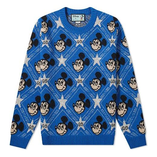 Gucci x Disney Mickey Mouse Pattern Crewneck Sweater For Men Blue 601563-XKA57-4318