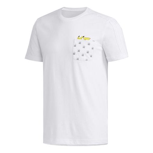 adidas neo x POKMON Crossover Series Pikachu Printing Pocket Short Sleeve White FM0326
