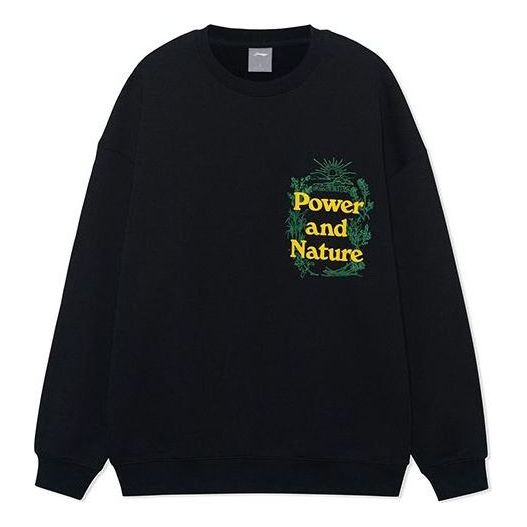 Li-Ning Outdoor Series Alphabet Printing Round Neck Pullover 'Black' AWDRF29-3