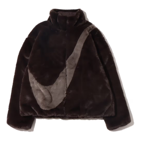 (WMNS) Nike Oversized Swoosh Logo Jacket Asia Sizing 'Velvet Brown' DO3792-220