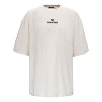 Men's Balenciaga Alphabet Logo Short Sleeve Gray White 641614TJVA99054