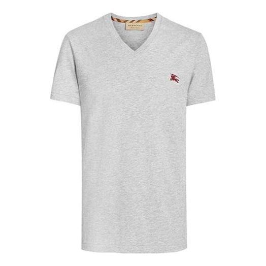 Men's Burberry V neck Knit Pullover Short Sleeve Gray 80038341