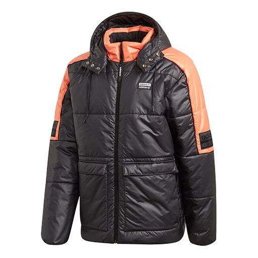 adidas originals R.y.v. Padded Stay Warm Colorblock Sports mid-length Hooded Padded Jacket Black GC8687
