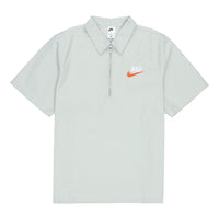 Men's Nike Half Zipper Solid Color Short Sleeve Aqua Blue Polo Shirt DM5284-017