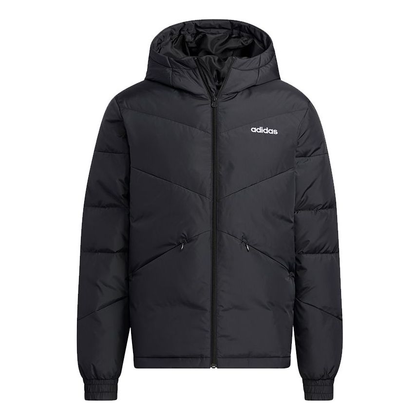 adidas neo M Dwn Cb St Jkt Back Large Logo Sports hooded down Jacket Black H45264