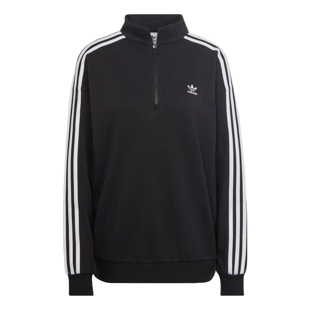 (WMNS) adidas adicolor Trefoil Quarter-Zip Sweatshirt 'Black White' II6087