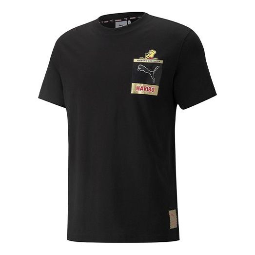 PUMA x HARIBO Cartoon Logo Print Pocket Crewneck Short Sleeve s Black 532763-01