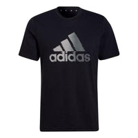 Men's adidas Large Logo Round Neck Short Sleeve Japanese Version Black T-Shirt HF7212