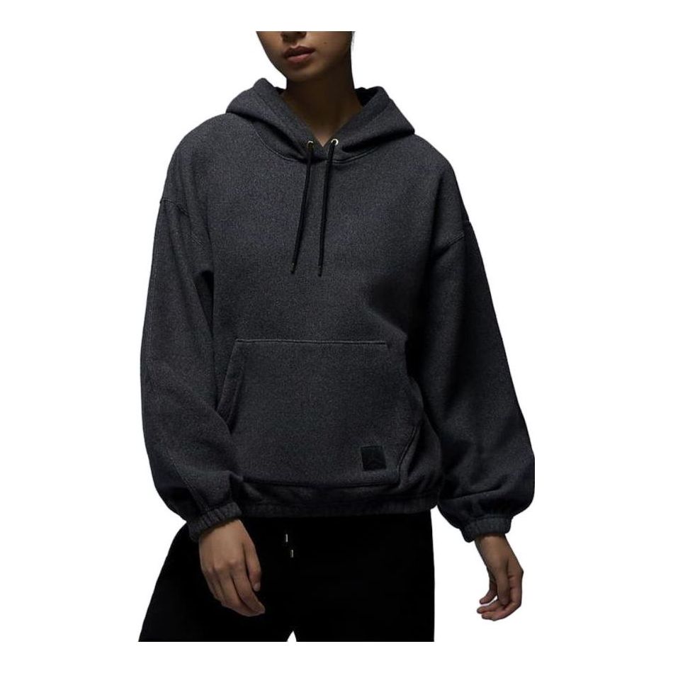 (WMNS) Air Jordan Flight Fleece Winterized Hoodie Asia Sizing 'Black Heather' FD7238-010
