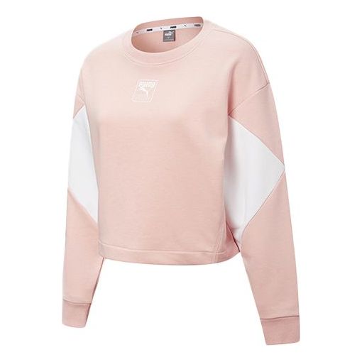 (WMNS) PUMA Rebel Crew Cropped Training Sweatshirt 'Pink White' 586520-15